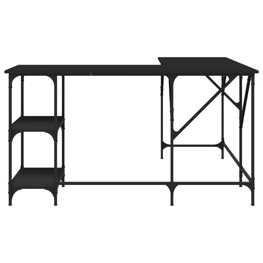 vidaXL Bureau noir 139x139x75 cm bois d'ingénierie - Image 4