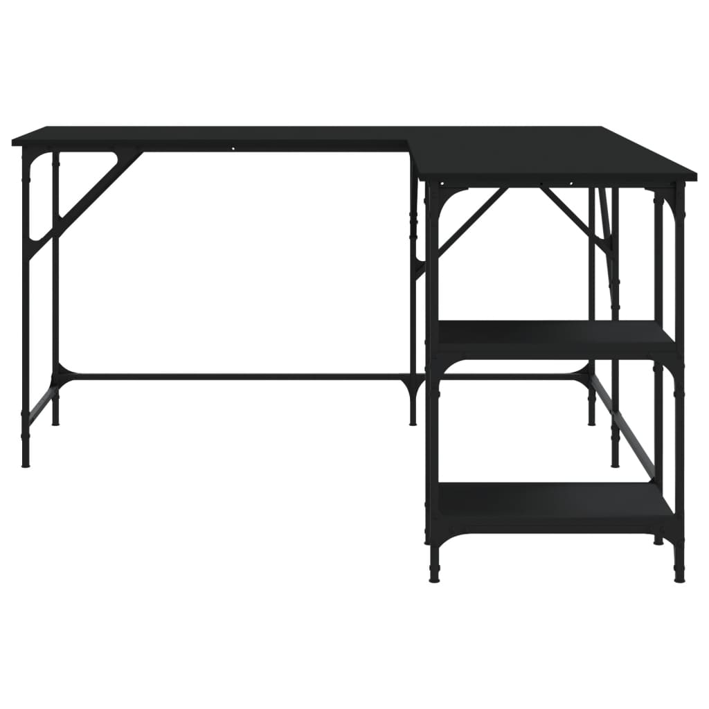 vidaXL Bureau noir 139x139x75 cm bois d'ingénierie - Image 5
