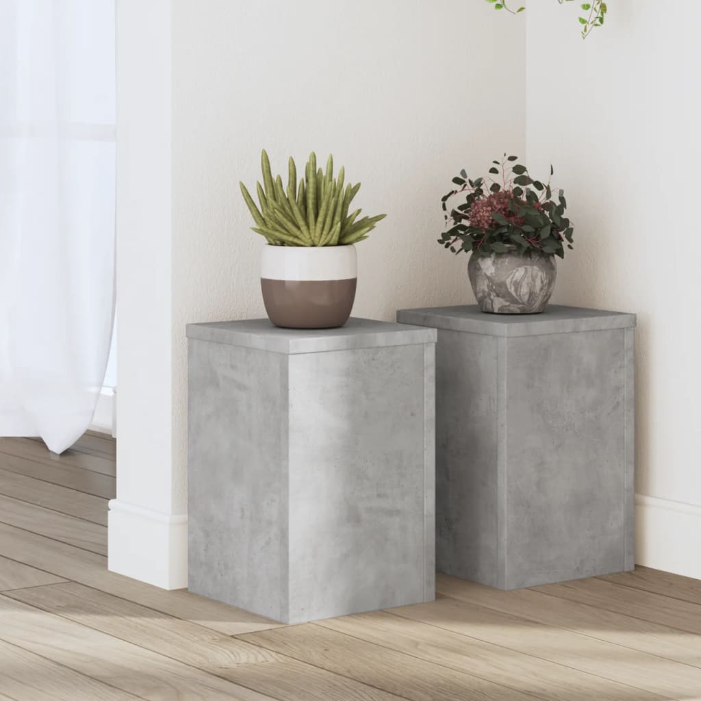 vidaXL Supports pour plantes 2 pcs gris béton bois d'ingénierie