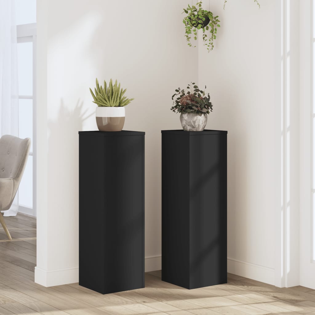 vidaXL Supports pour plantes 2 pcs noir 25x25x80 cm bois d'ingénierie