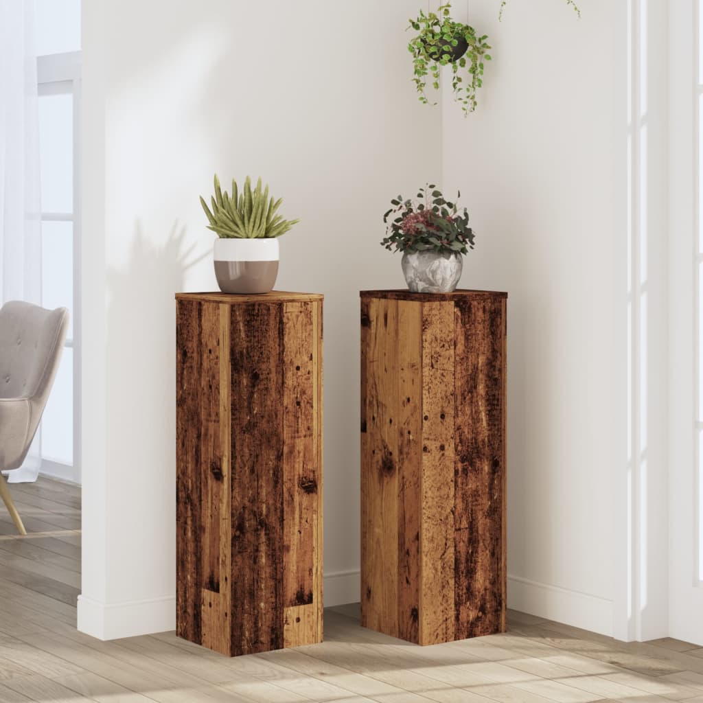 vidaXL Supports pour plantes 2 pcs vieux bois bois d'ingénierie