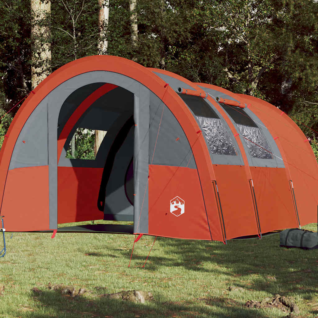 vidaXL Tente de camping tunnel 4 personnes gris et orange imperméable