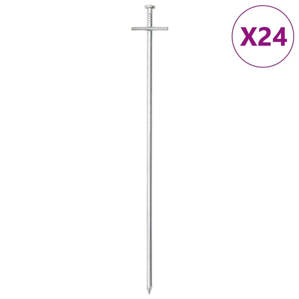 vidaXL Piquets de tente 24 pcs 29,5 cm Ø6 mm acier galvanisé