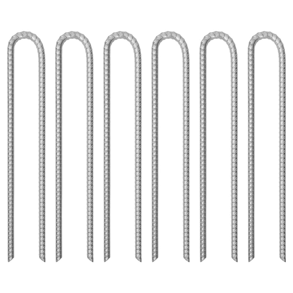 vidaXL Piquets de tente 6 pcs forme de U 41,5 cm Ø12mm acier galvanisé