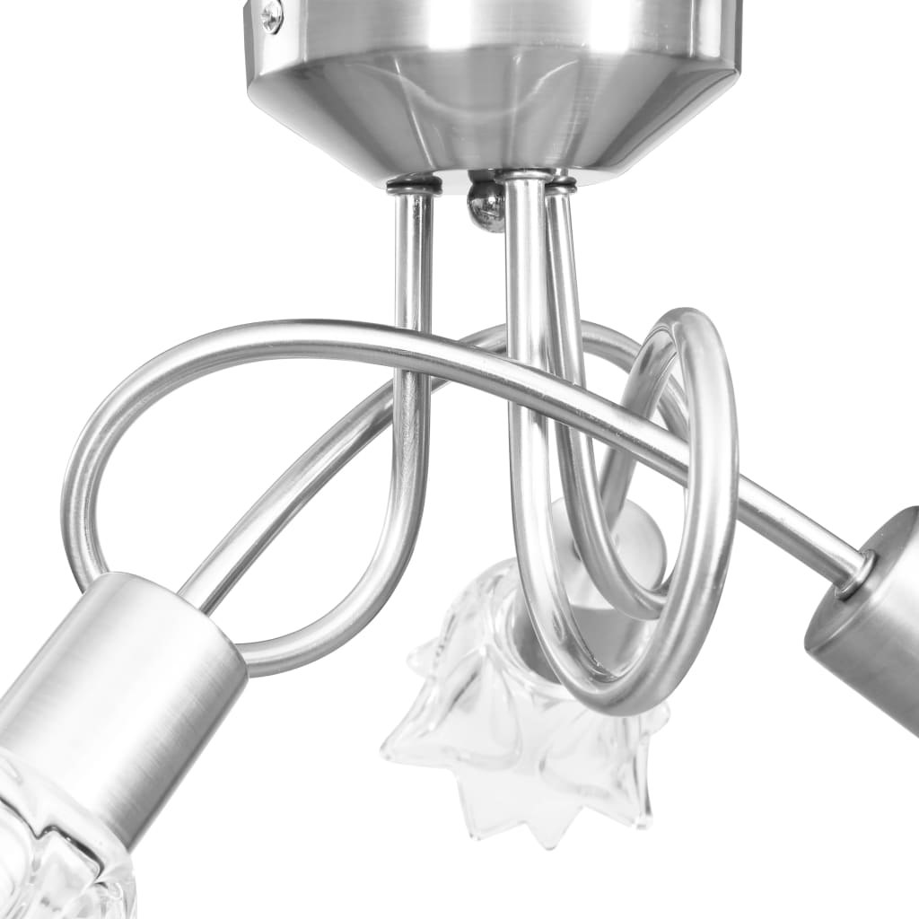 vidaXL Plafonnier et abat-jour verre transparent 3 ampoules E14 Tulipe - Image 6