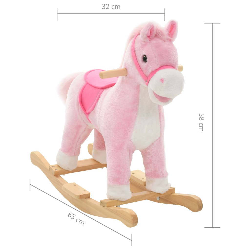 vidaXL Cheval à bascule Peluche 65x32x58 cm Rose - Image 5