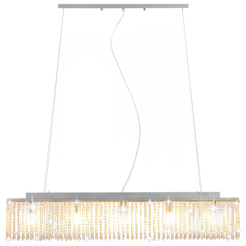 vidaXL Plafonnier avec perles de cristal Argenté 104 cm E14 - Image 4