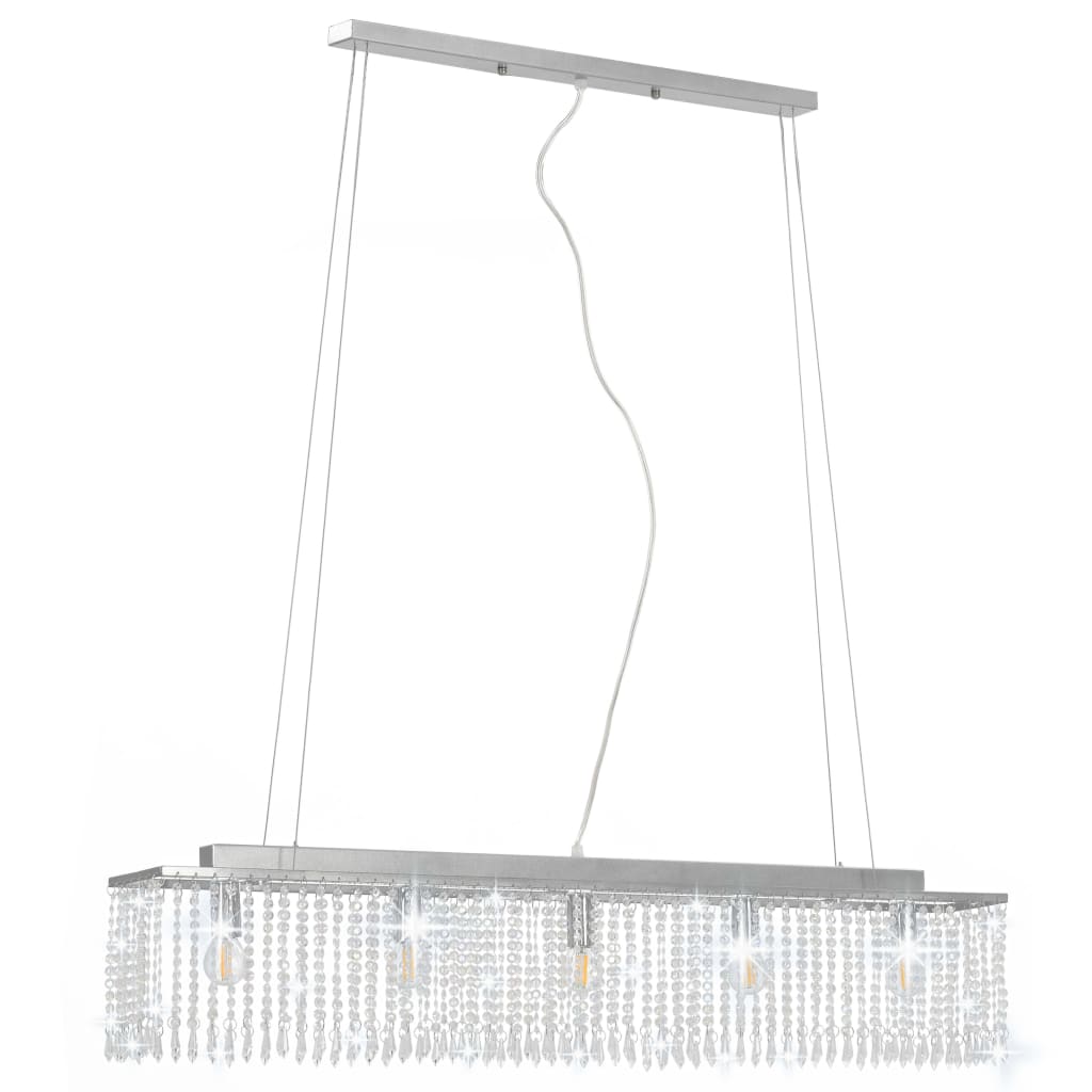 vidaXL Plafonnier avec perles de cristal Argenté 104 cm E14 - Image 3