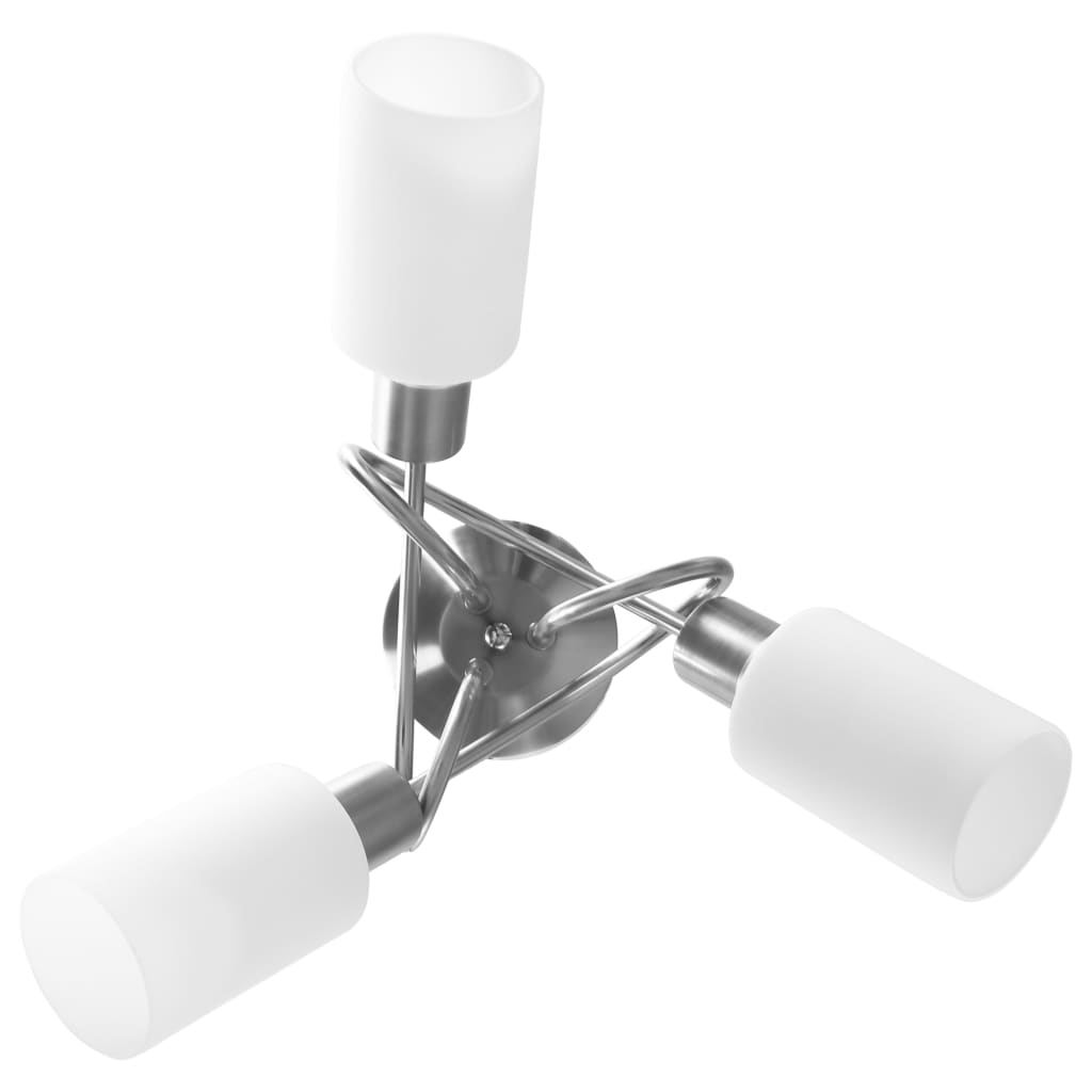 vidaXL Plafonnier avec abat-jour en verre 3 ampoules E14 Blanc Cône - Image 5