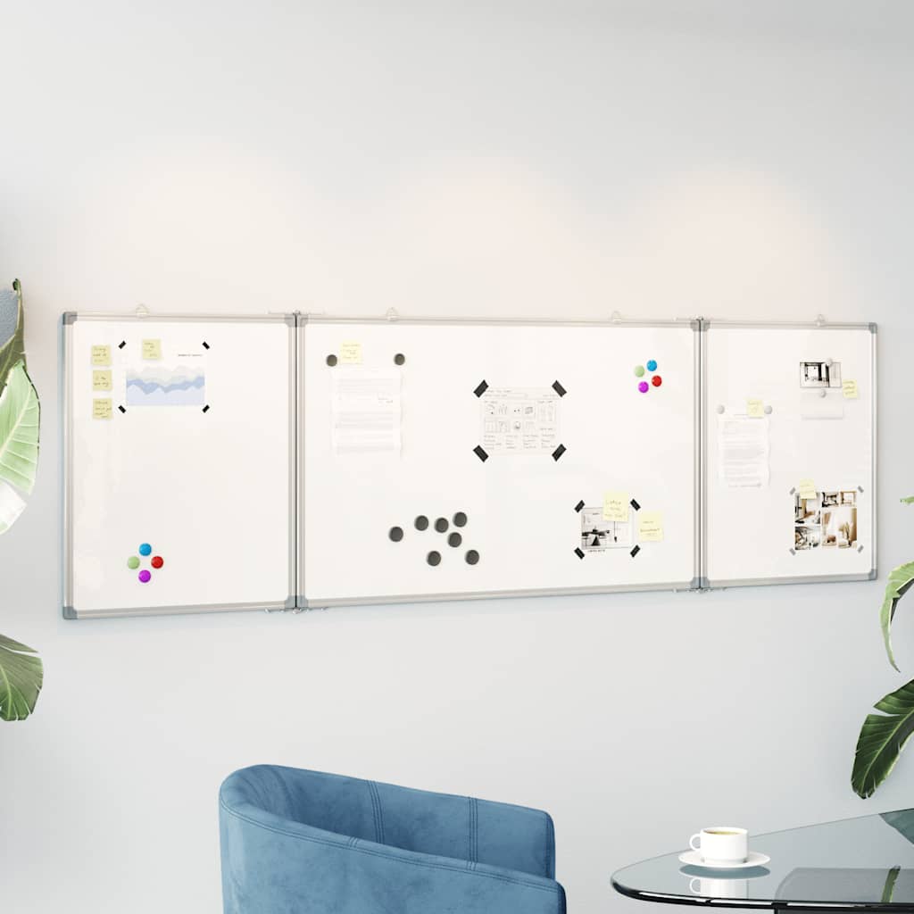 vidaXL Tableau blanc magnétique pliable 160x60x1,7 cm aluminium