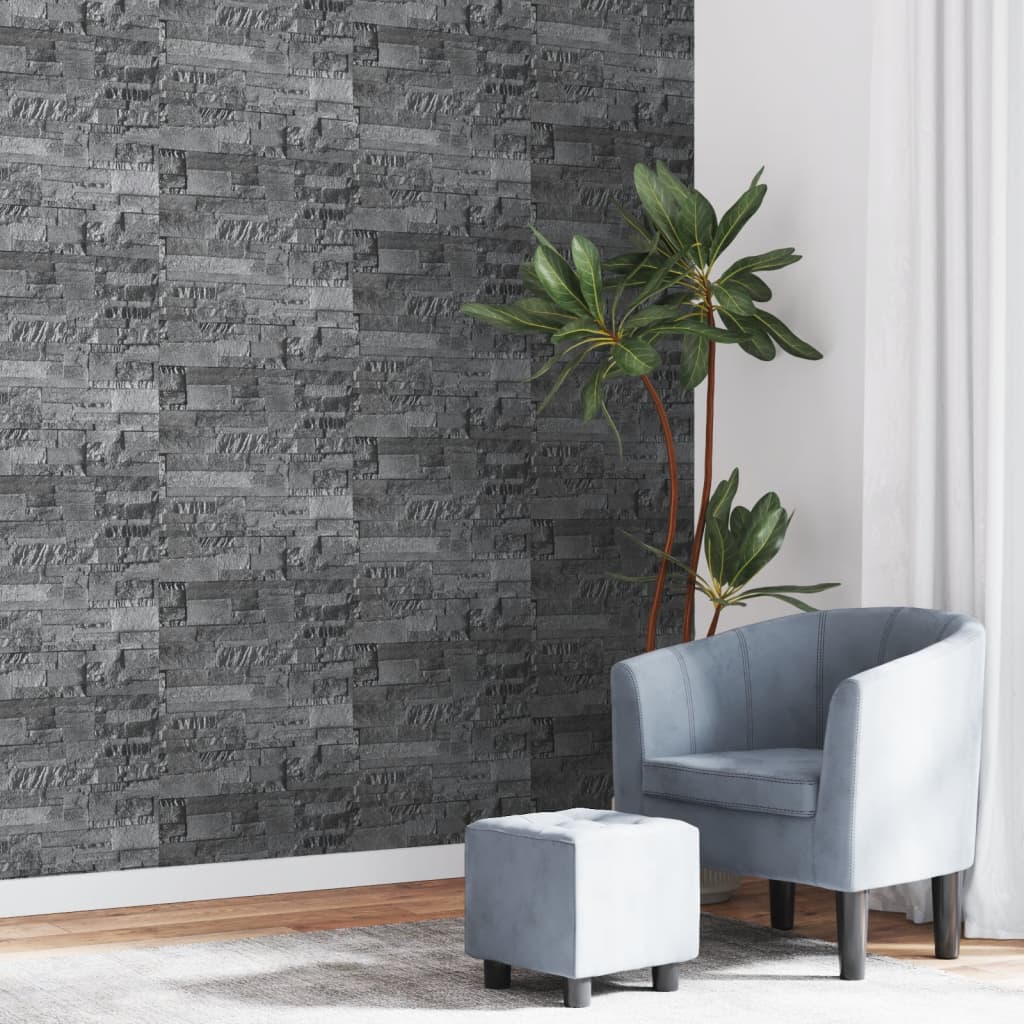 vidaXL Papier peint 3D aspect de pierre noir 10x0,53 m non tissé