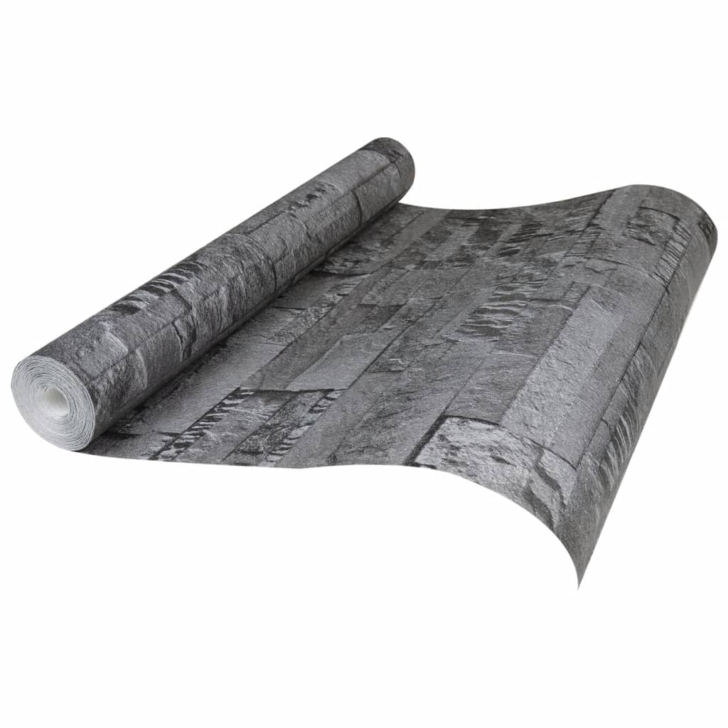 vidaXL Papier peint 3D aspect de pierre noir 10x0,53 m non tissé - Image 4