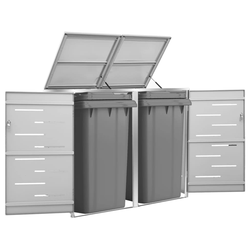 vidaXL Abri pour deux poubelles 138x77,5x112,5 cm Inox