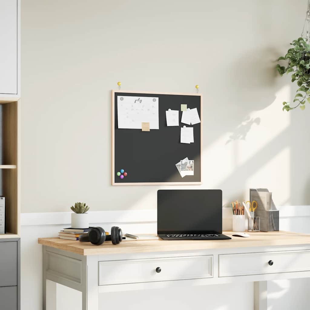 vidaXL Tableau noir avec cadre bois de pin massif noir 60x55 cm