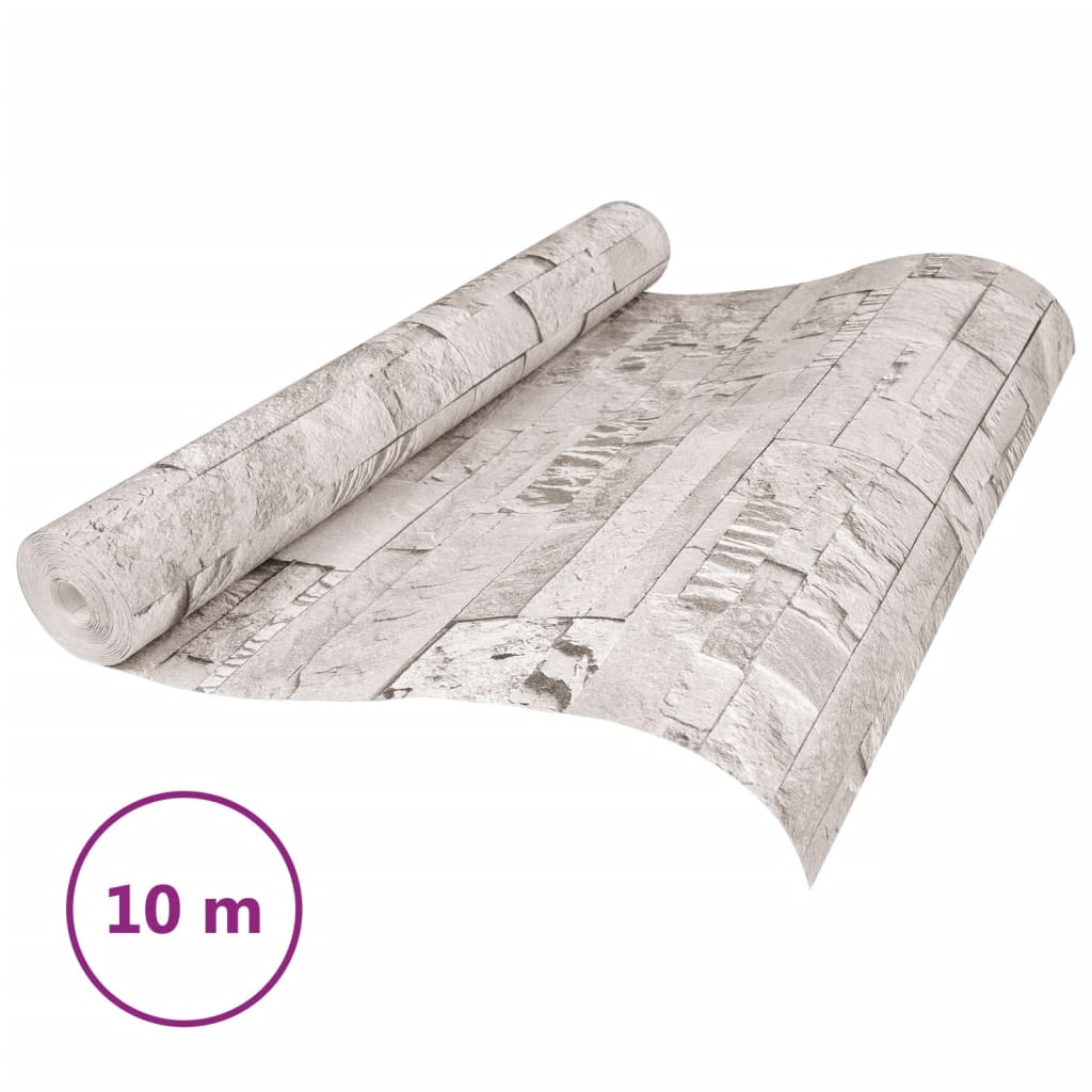 vidaXL Papier peint 3D aspect de pierre crème 10x0,53 m non tissé - Image 3