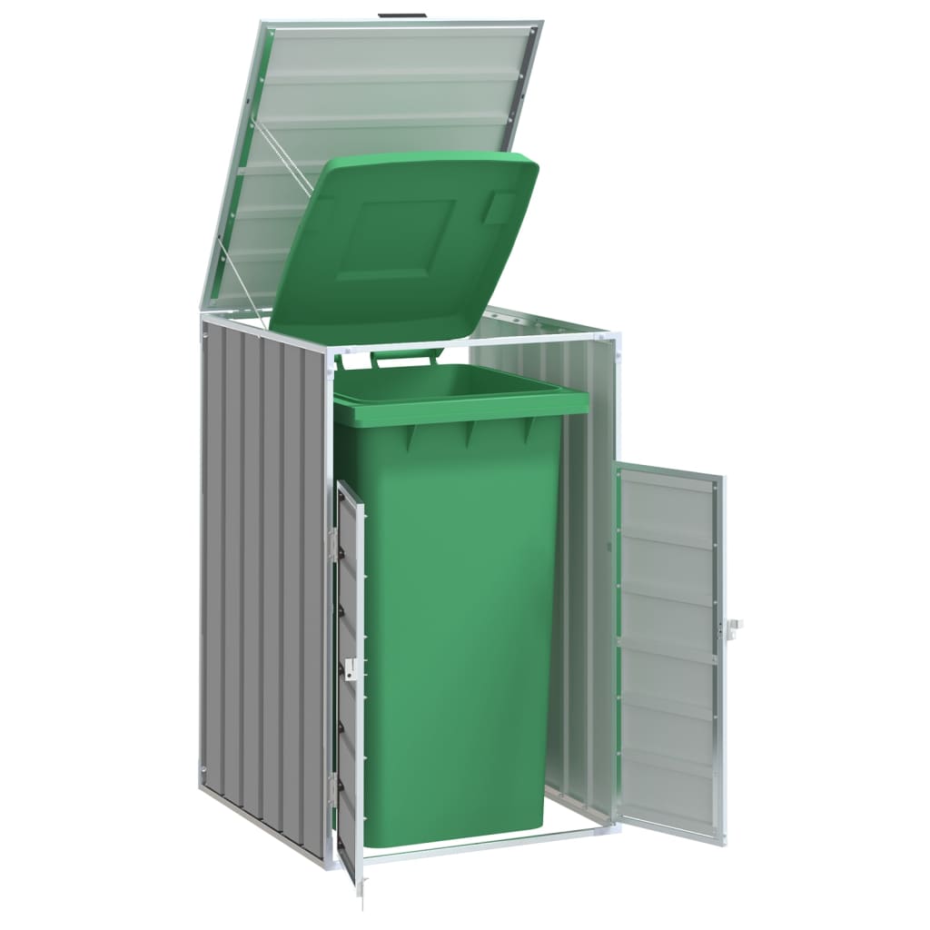 vidaXL Rangement à roulettes pour poubelles pour bac unique gris acier
