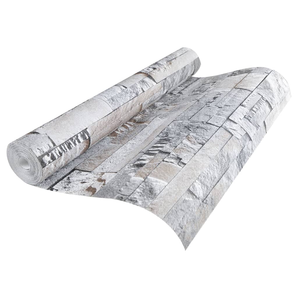vidaXL Papier peint 3D aspect de pierre gris marron 10x0,53m non tissé - Image 4