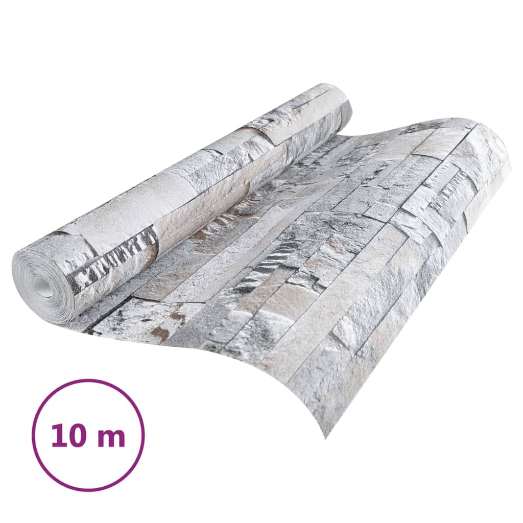 vidaXL Papier peint 3D aspect de pierre gris marron 10x0,53m non tissé - Image 3