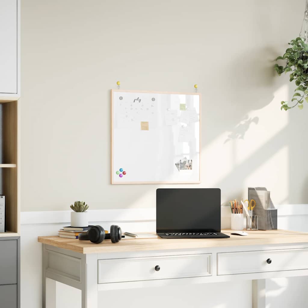 vidaXL Tableau blanc magnétique avec cadre en pin massif 60 x 55 cm