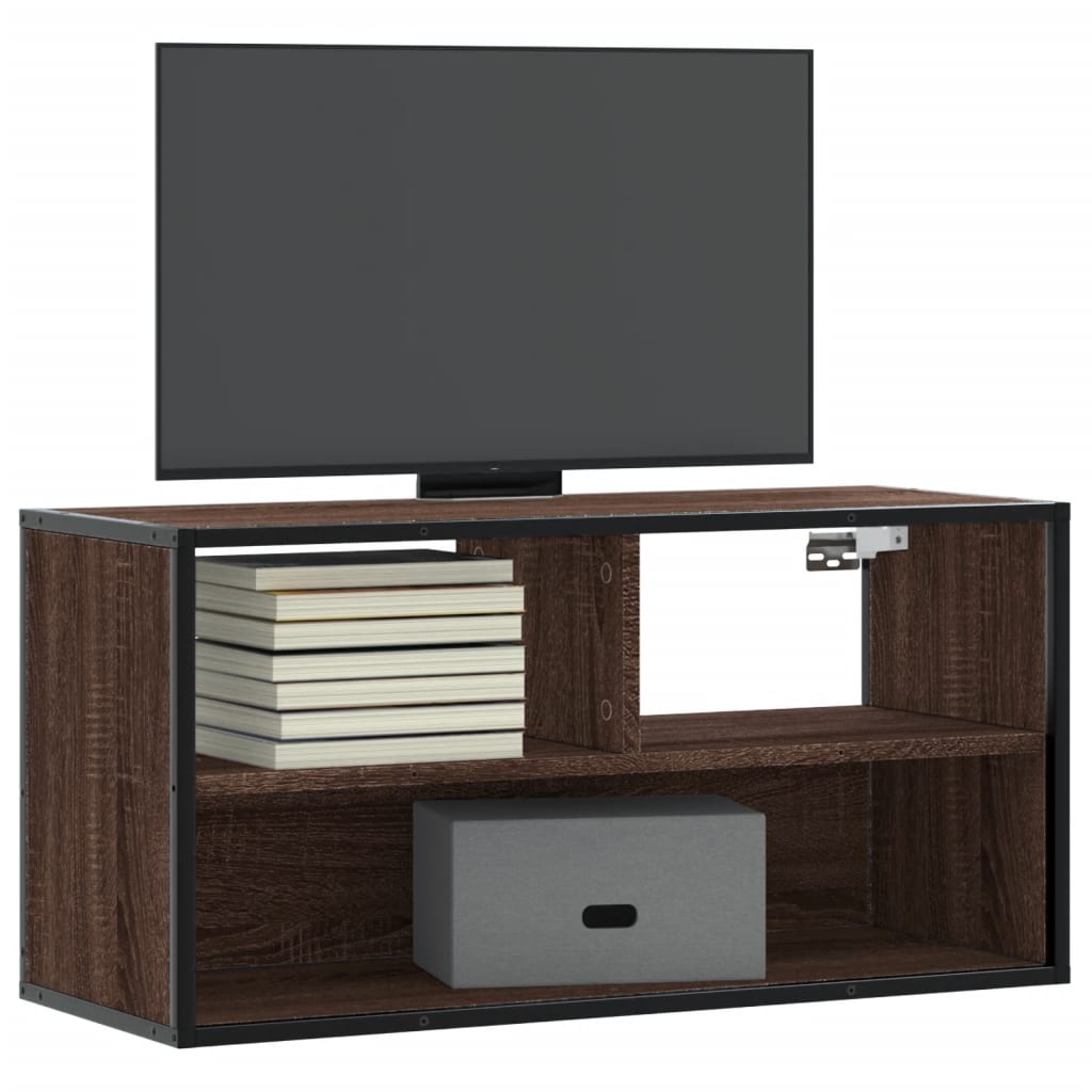 vidaXL Meuble TV chêne marron 80x31x39,5 cm bois d'ingénierie et métal