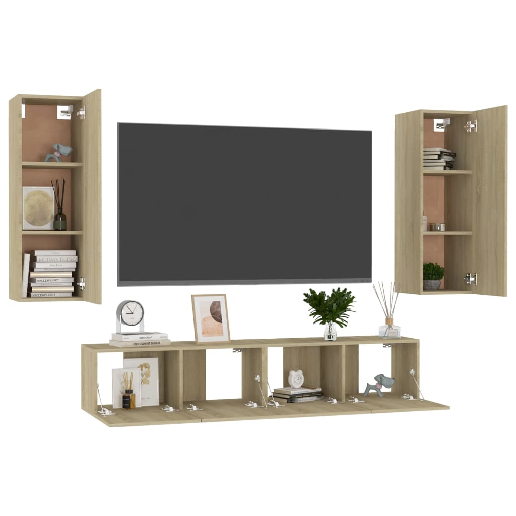 vidaXL Ensemble de meubles TV 4 pcs Chêne sonoma Bois d'ingénierie - Image 3