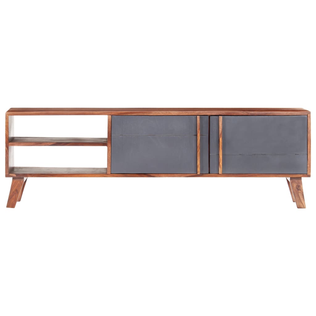 vidaXL Meuble TV gris 140x30x45 cm bois solide - Image 3