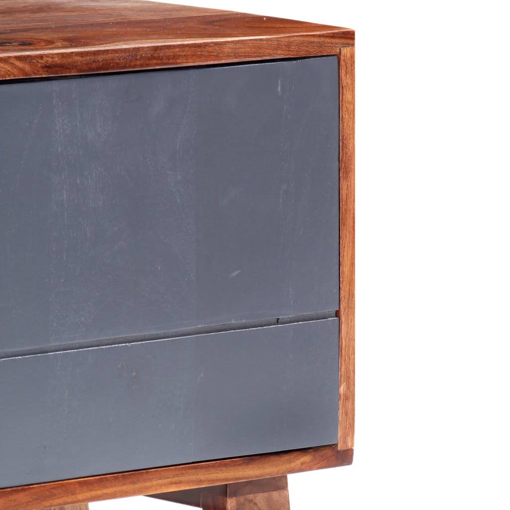 vidaXL Meuble TV gris 140x30x45 cm bois solide - Image 5