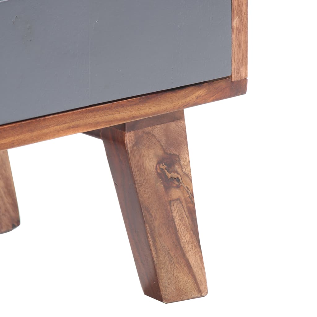 vidaXL Meuble TV gris 140x30x45 cm bois solide - Image 6