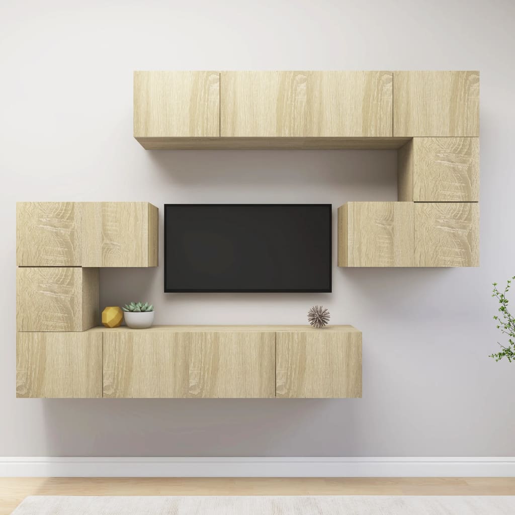 vidaXL Ensemble de meubles TV 8 pcs Chêne sonoma Bois d'ingénierie