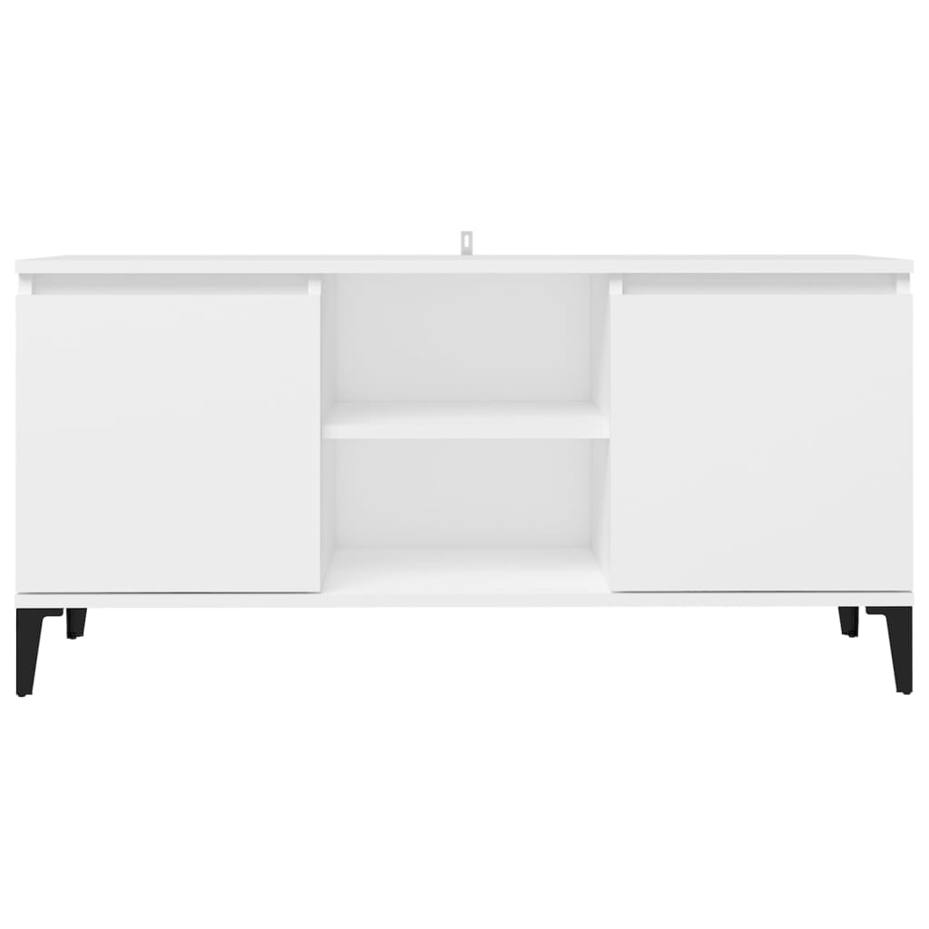 vidaXL Meuble TV avec pieds en métal Blanc 103,5x35x50 cm - Image 5
