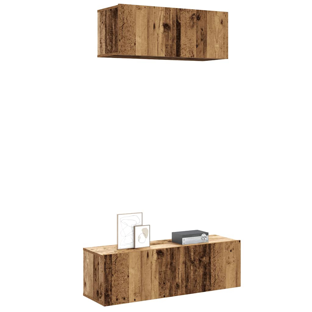 vidaXL Ensemble de meuble TV mural 2 pcs vieux bois bois d'ingénierie