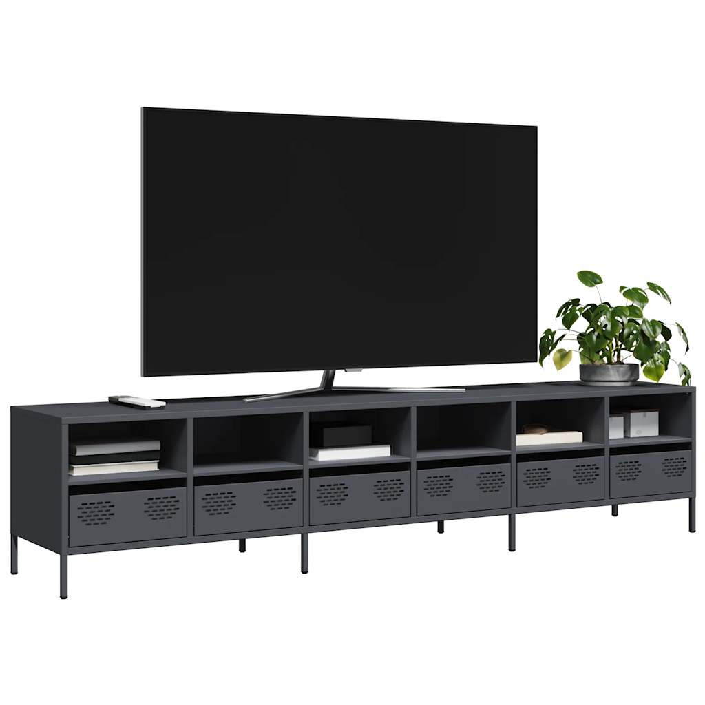 vidaXL Meuble TV anthracite 202x39x43,5 cm acier laminé à froid