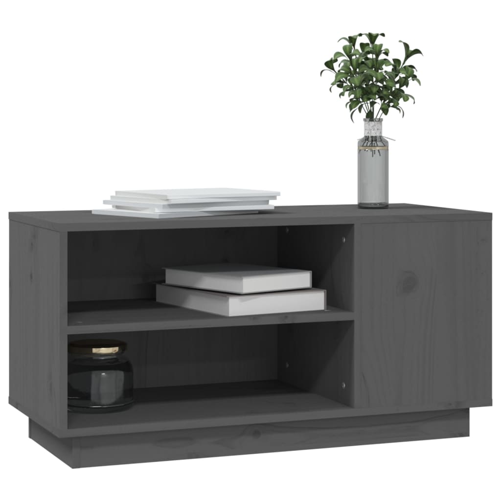 vidaXL Meuble TV Gris 80x35x40,5 cm Bois de pin massif - Image 4