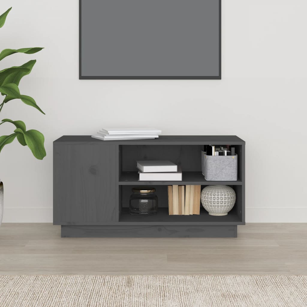 vidaXL Meuble TV Gris 80x35x40,5 cm Bois de pin massif - Image 3
