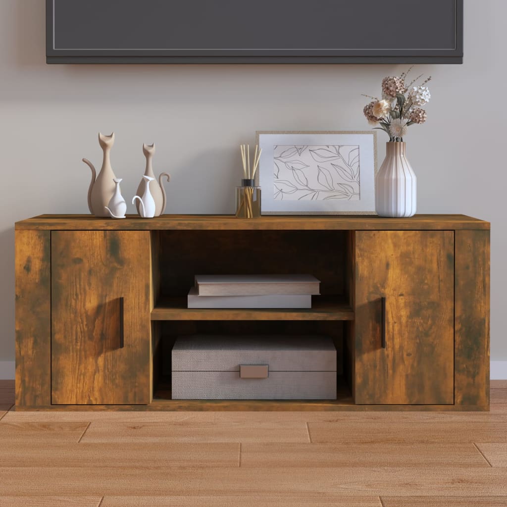 vidaXL Meuble TV Chêne fumé 100x35x40 cm Bois d'ingénierie