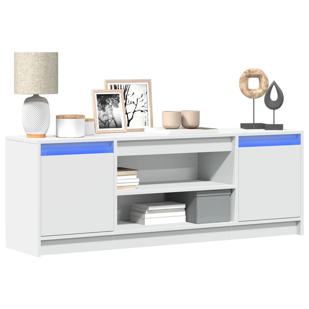 vidaXL Meuble TV avec LED blanc 139,5x34x50 cm bois d'ingénierie