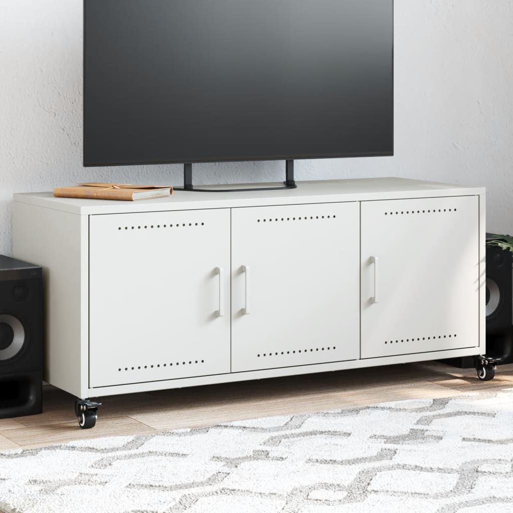 vidaXL Meuble TV blanc 100,5x39x43,5 cm acier