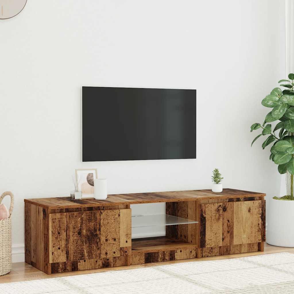 vidaXL Meuble TV avec lumières LED vieux bois bois d'ingénierie