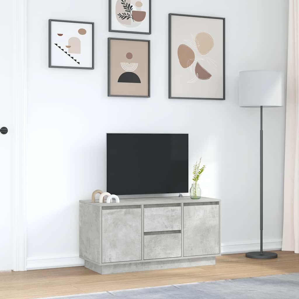 vidaXL Meuble TV avec lumières LED gris béton 100x41x50 cm - Image 4