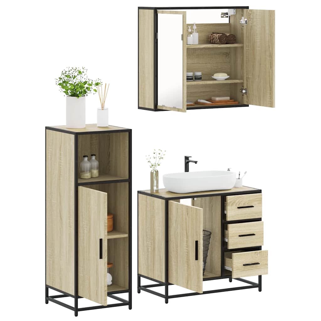 vidaXL Ensemble de meubles de salle de bain 3 pcs chêne sonoma