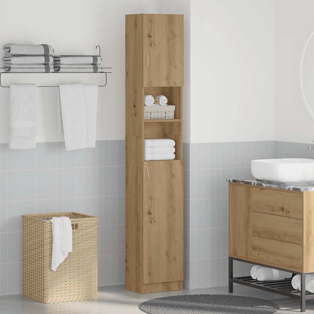 vidaXL Meuble de salle de bain Chêne artisanal 32x25,5x190 cm Bois d'ingénierie