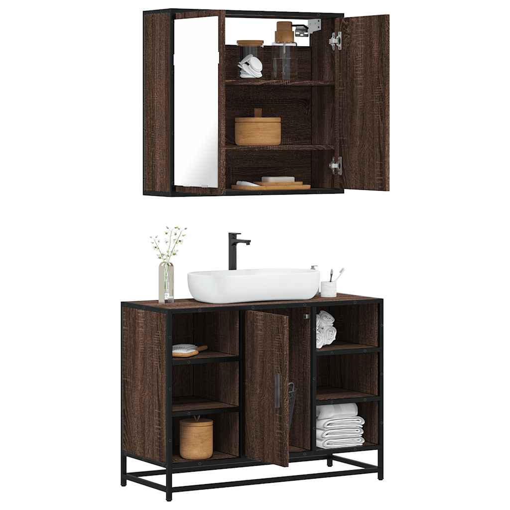 vidaXL Ensemble de meubles de salle de bain 2 pcs Chêne marron
