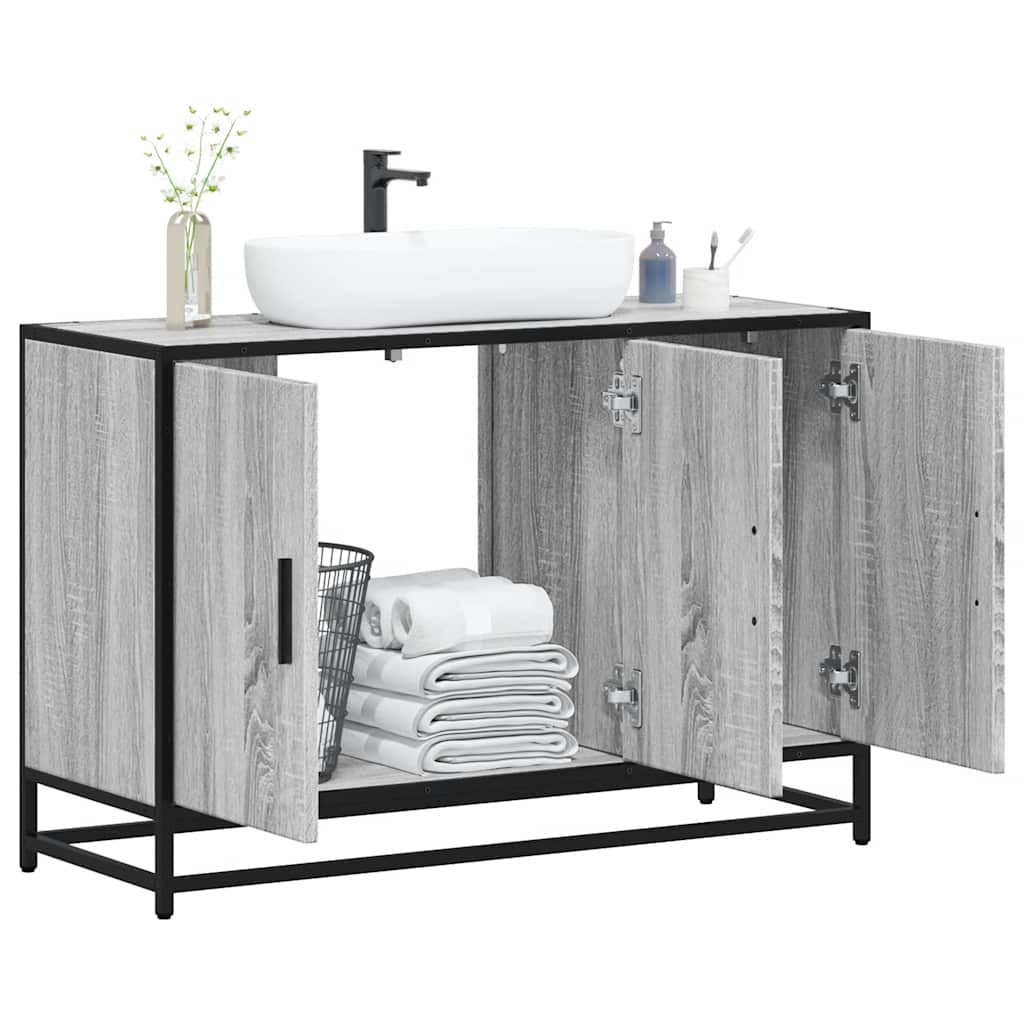 vidaXL Armoire de lavabo de salle de bain sonoma gris 90x33x60 cm