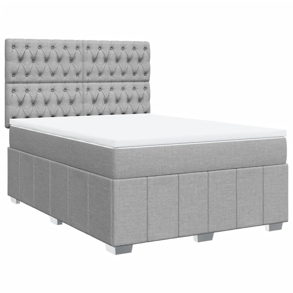 vidaXL Sommier à lattes de lit avec matelas Gris clair 160x200cm Tissu - Image 2