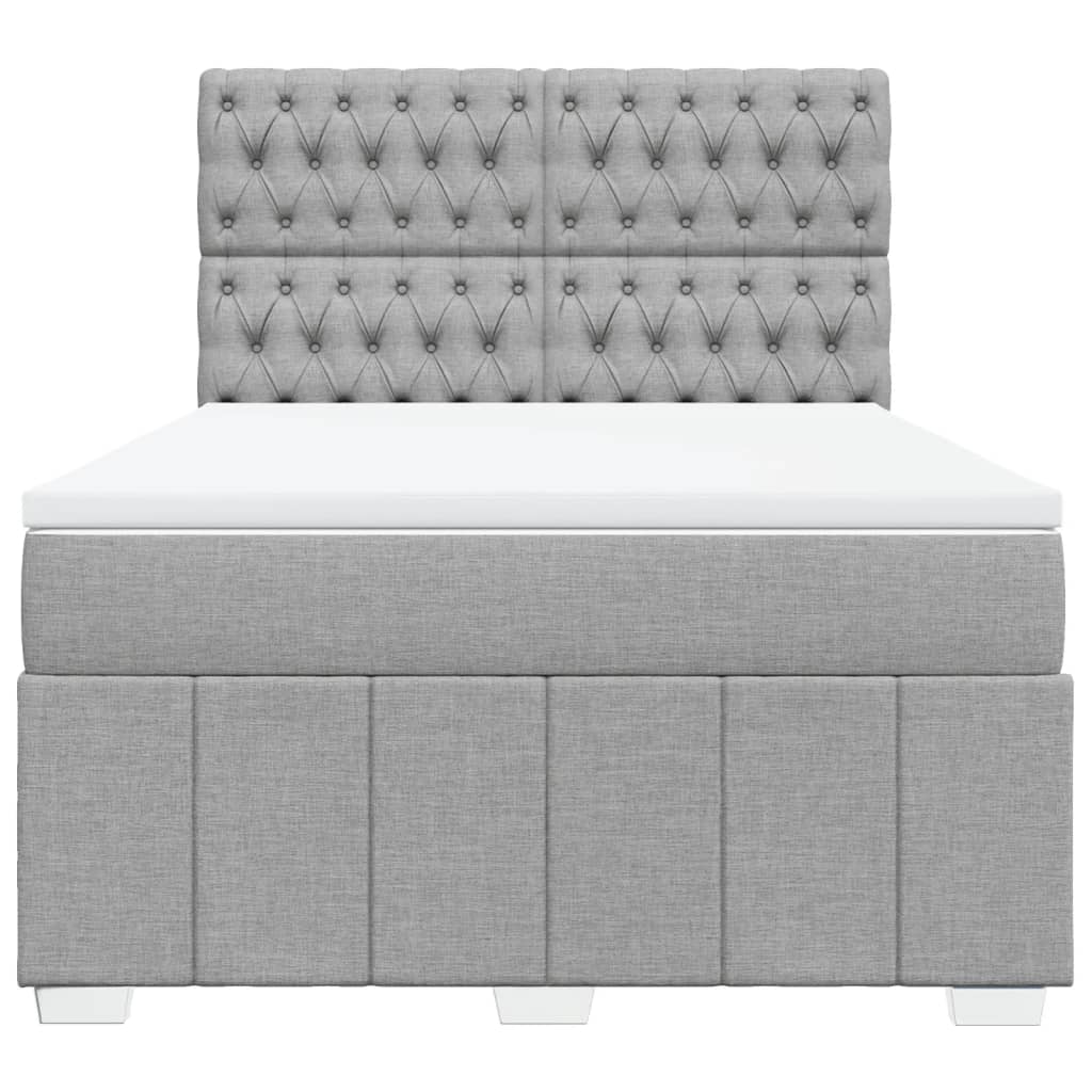 vidaXL Sommier à lattes de lit avec matelas Gris clair 160x200cm Tissu - Image 4