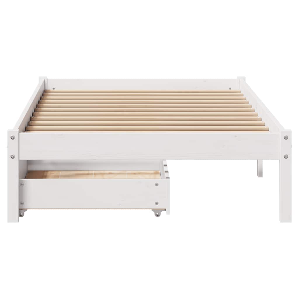 vidaXL Cadre de lit sans matelas blanc 100x200 cm bois de pin massif - Image 4