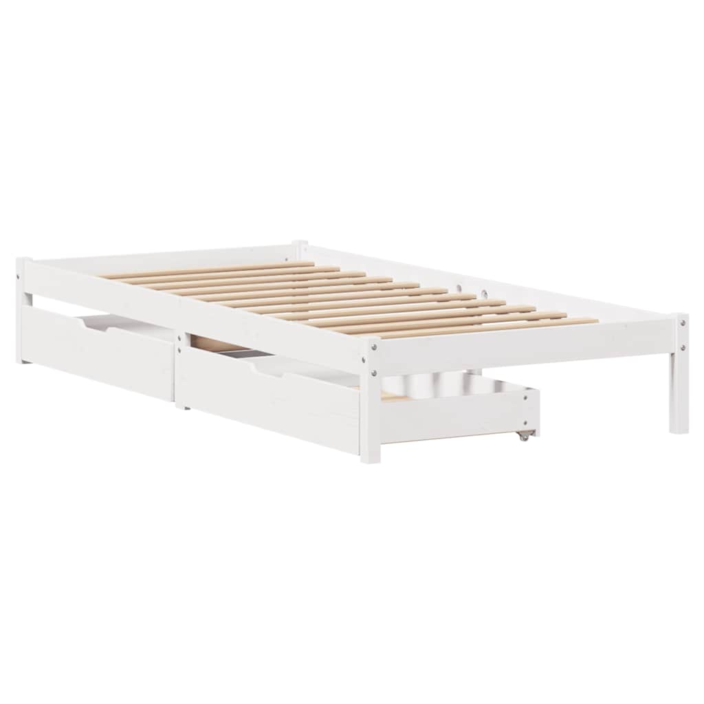 vidaXL Cadre de lit sans matelas blanc 100x200 cm bois de pin massif - Image 3