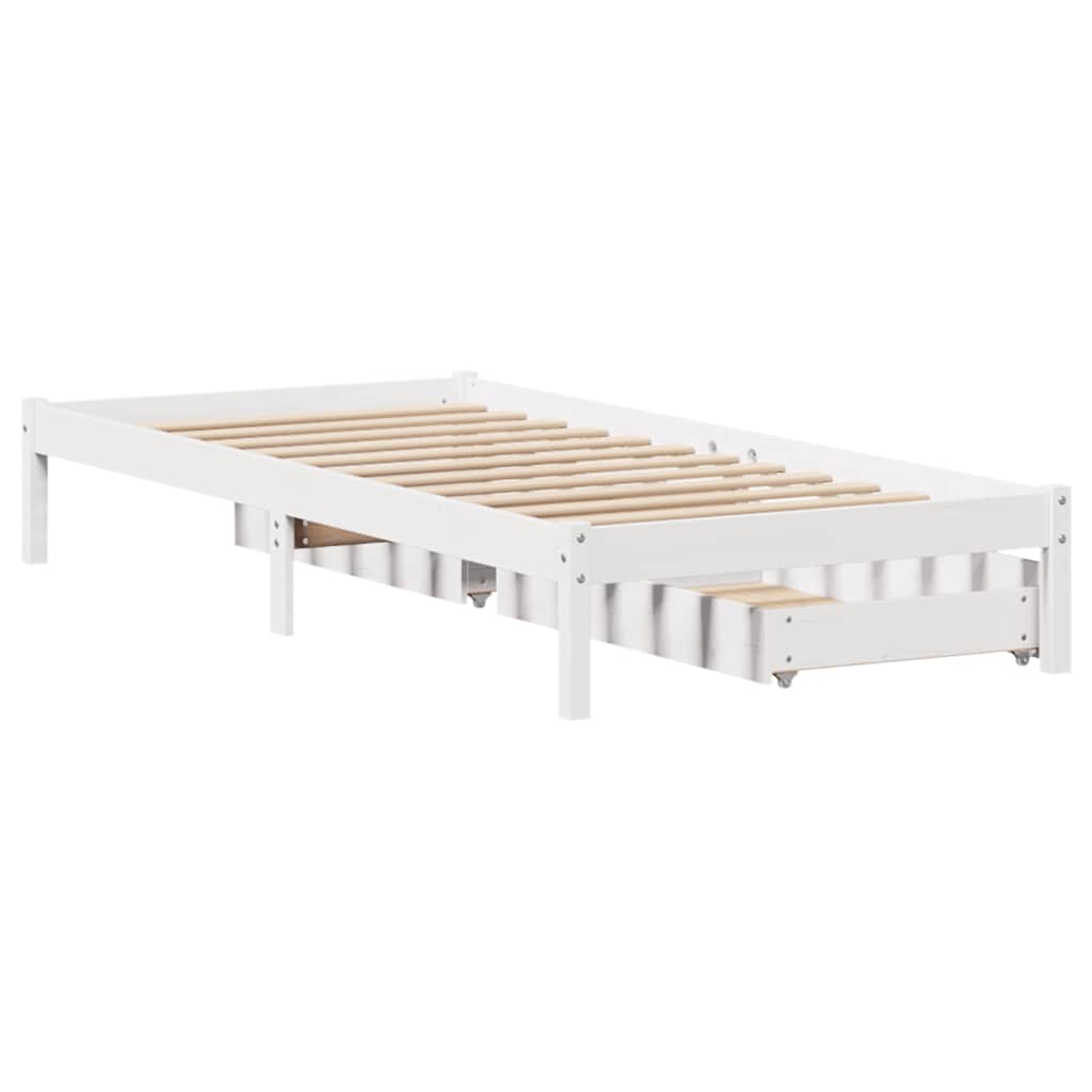 vidaXL Cadre de lit sans matelas blanc 100x200 cm bois de pin massif - Image 6