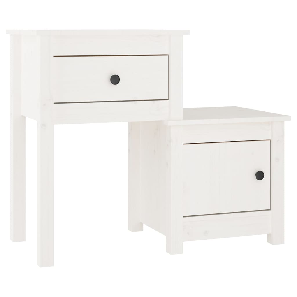 vidaXL Tables de chevet 2 pcs Blanc 79,5x38x65,5 cm Bois de pin massif - Image 3