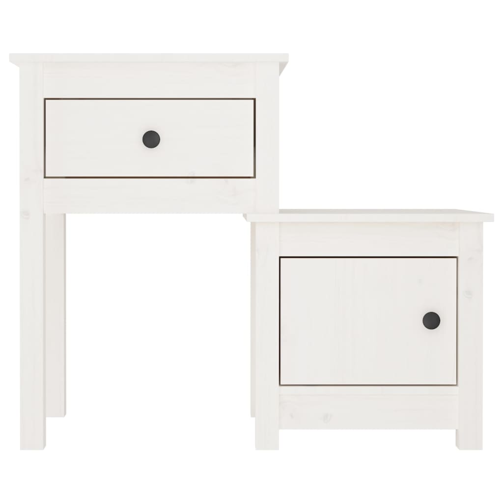 vidaXL Tables de chevet 2 pcs Blanc 79,5x38x65,5 cm Bois de pin massif - Image 5
